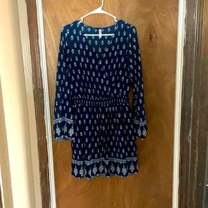 Navy Blue & White Floral Dress